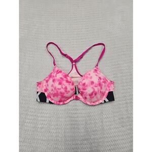 Victorias Secret Pink Bra Womens 34 B Push Up Pink Tye Dye Front Close